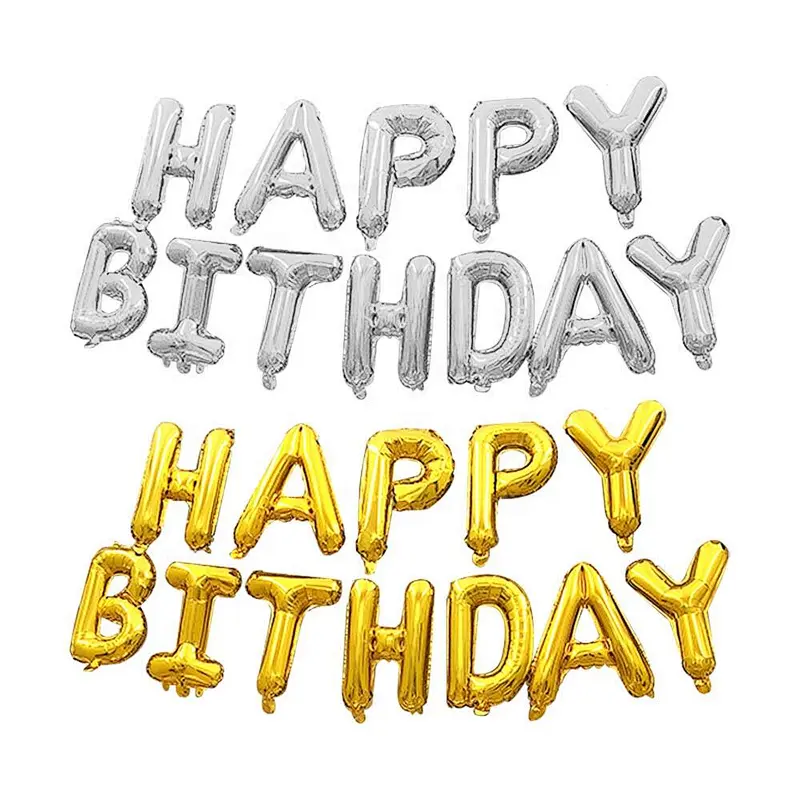 Party Decoration Helium Metallic Gold Happy Birthday Letter Foil Ballon Set