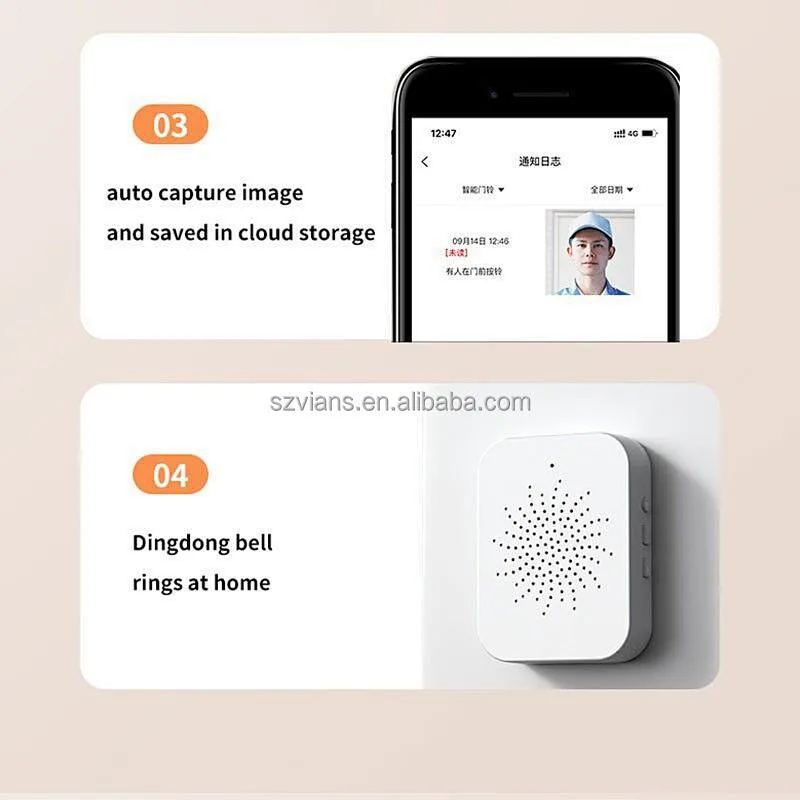 Smart TUYA WiFi Video Doorbell Phone Ring  Door For Intercom System