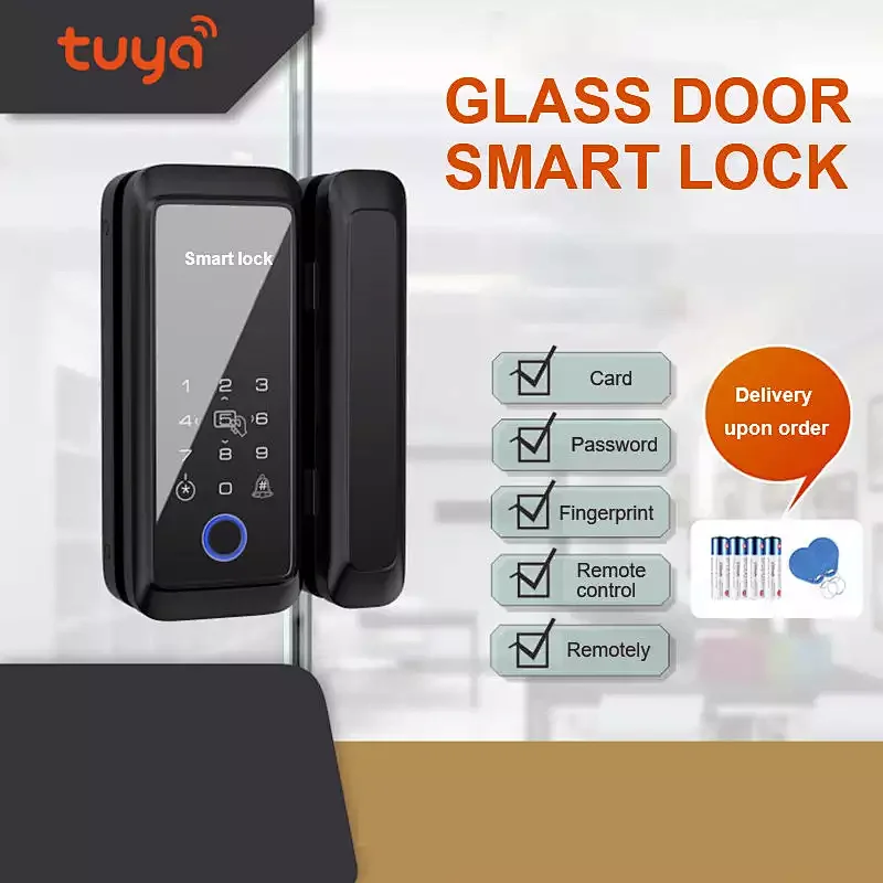 Tuya APP Digital Fingerprint Smart Glass Door Lock for Sliding Door