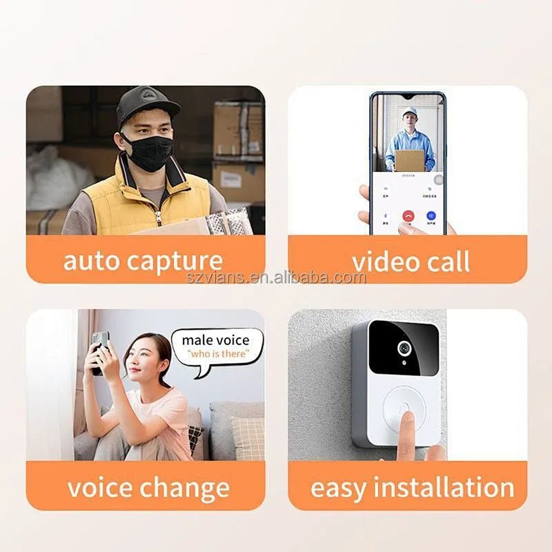 Smart TUYA WiFi Video Doorbell Phone Ring  Door For Intercom System