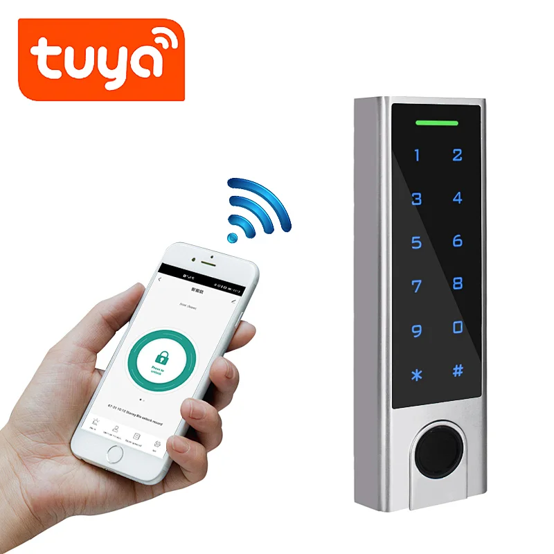 vians 125Khz RFIDIP66 Waterproof Fingerprint Access Control Tuya APP Support Add Delete Users Access Controller keypad
