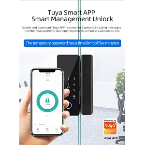 TUYA Office USB Lock Biometric Fingerprint Glass Door Lock Digital Electronic Time Attendance Record Smart Lock