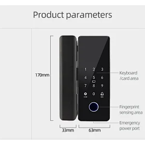 TUYA Office USB Lock Biometric Fingerprint Glass Door Lock Digital Electronic Time Attendance Record Smart Lock