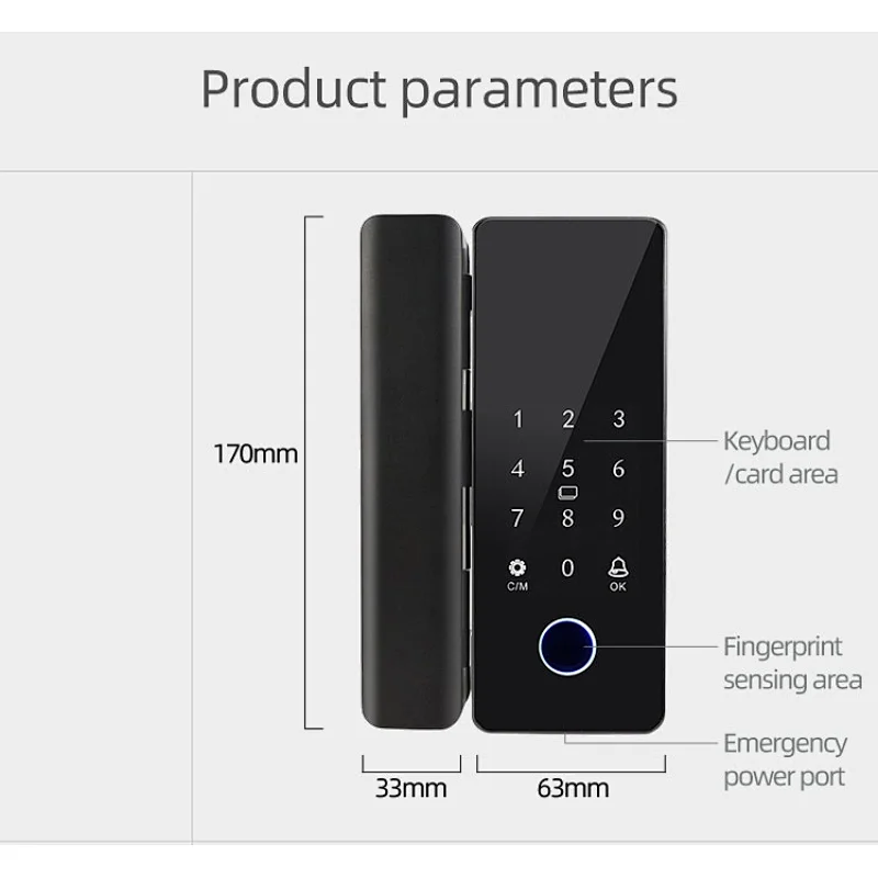 TUYA Office USB Lock Biometric Fingerprint Glass Door Lock Digital Electronic Time Attendance Record Smart Lock
