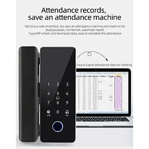 TUYA Office USB Lock Biometric Fingerprint Glass Door Lock Digital Electronic Time Attendance Record Smart Lock