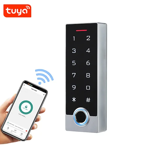 Tuya Wifi APP Fingerprint Password Swipe Card Unlock Metal Access Control All-in-one Smart Keypad