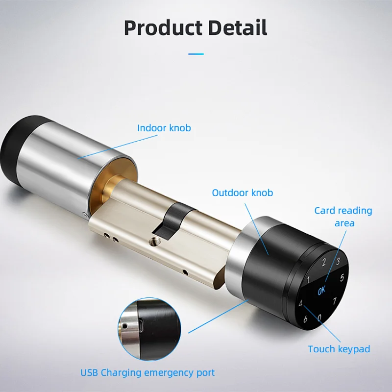 BLE RFID Lora smart Euro profile cylinder lock