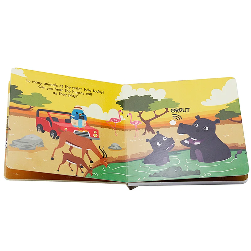 OEM children books with sound effects custom full color abc animal sound book for kids