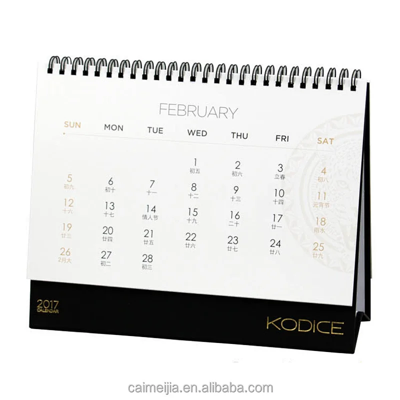 Standing Flip Daily Desk Calendar Printing With Wire O Binding