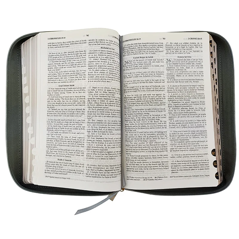 OEM Quality Custom Printing Pu Synthetic Leather the Bible the Holy Bible with Zipper