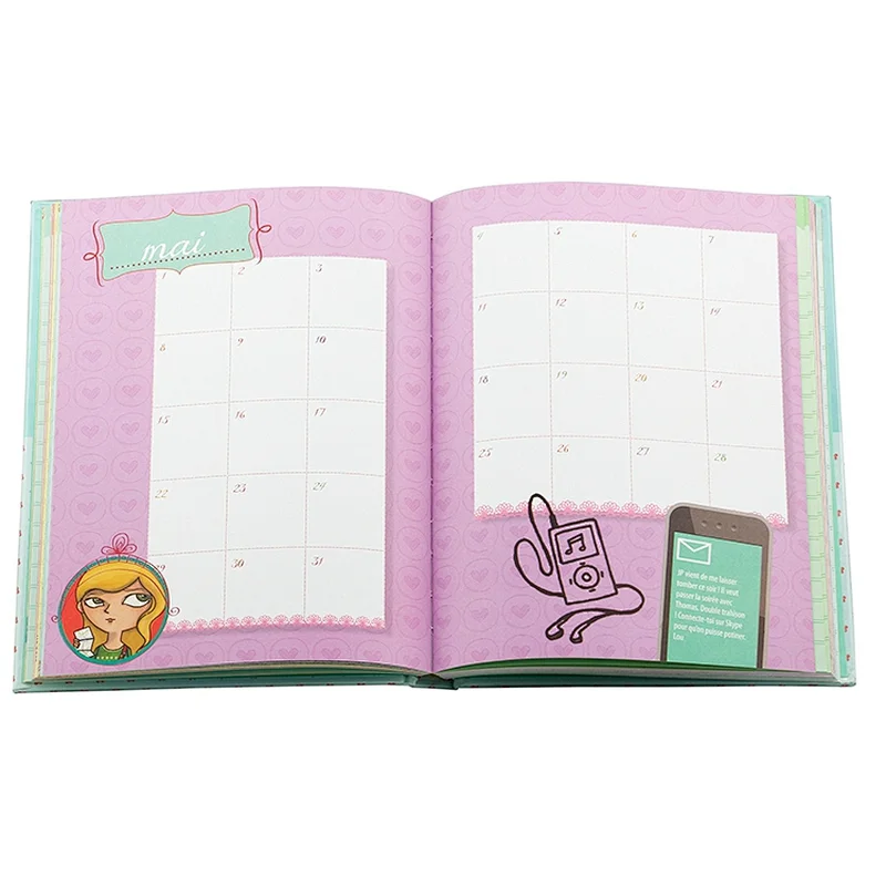 Custom Printing High Quality Hardback Diary Notebook With Lock And Key