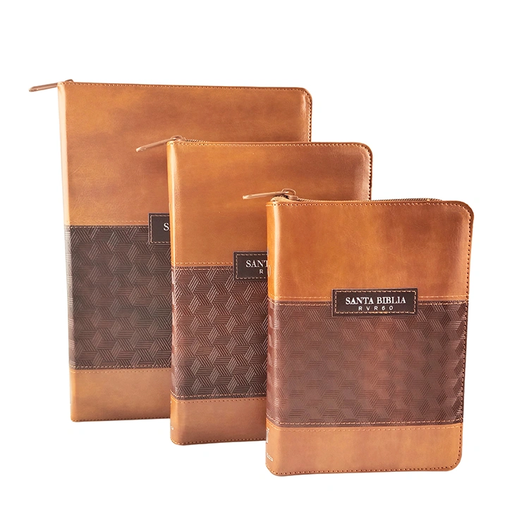 OEM Exquisite quality custom printing pu synthetic leather bible cover with zipper