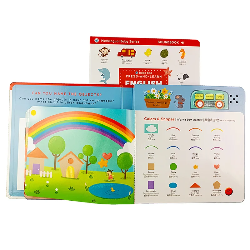Professional Three languages Hardcover Children Learn Sound Book Printing