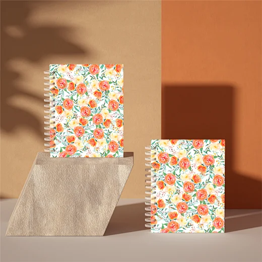 notebook with plastic spiral printing