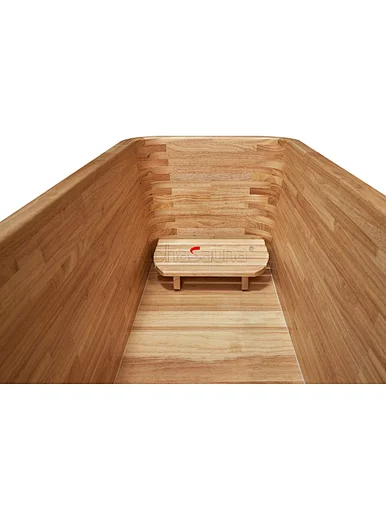 freestanding wooden bathtub