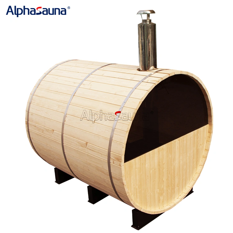 round barrel wood burning sauna kit rear window
