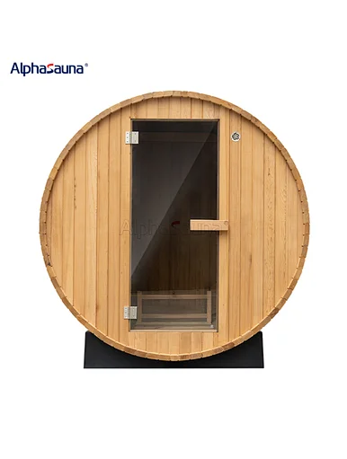 finnish-style wooden barrel sauna