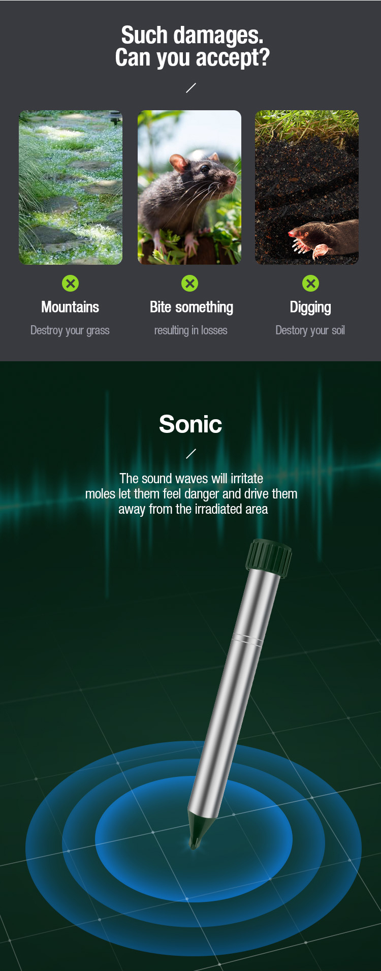 sonic mole repeller manufacturer