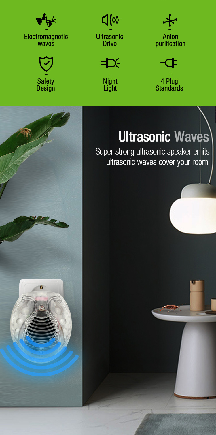 Ultrasonic electromagnetic spider repeller