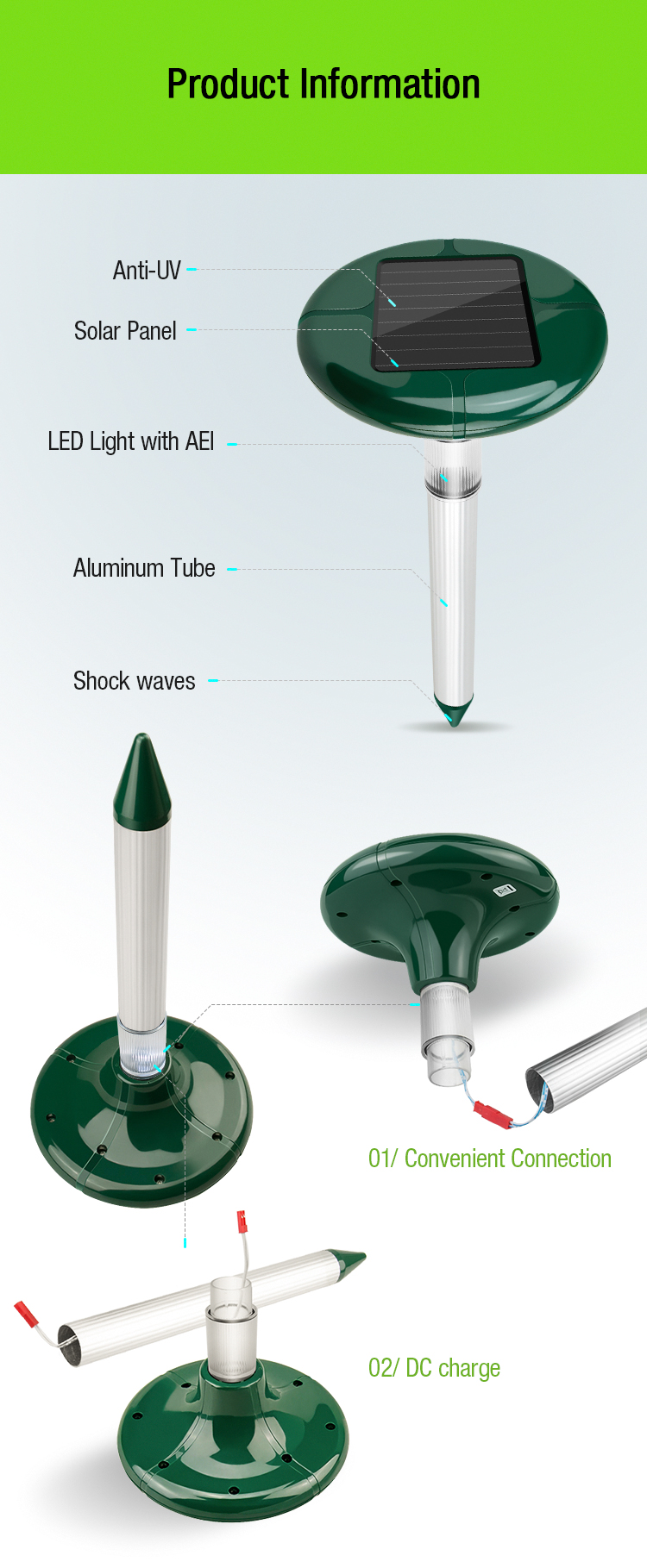 solar mole repeller led light manufacturer