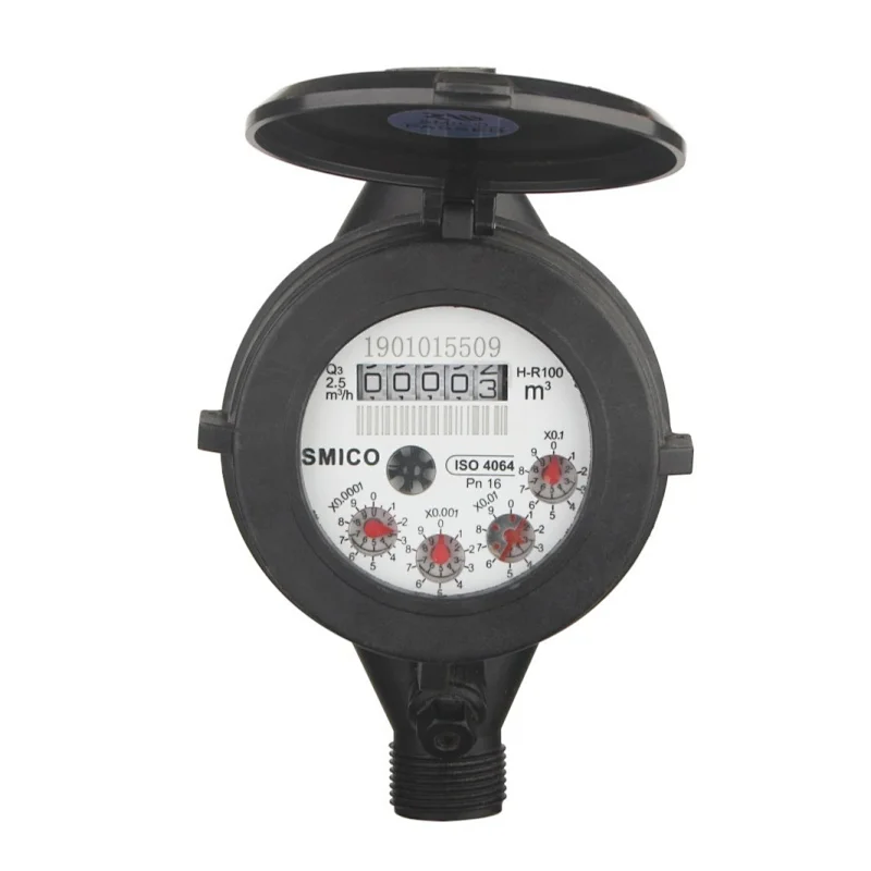 15mm Multi-jet Dry type Plastic( nylon) black color Water Meter