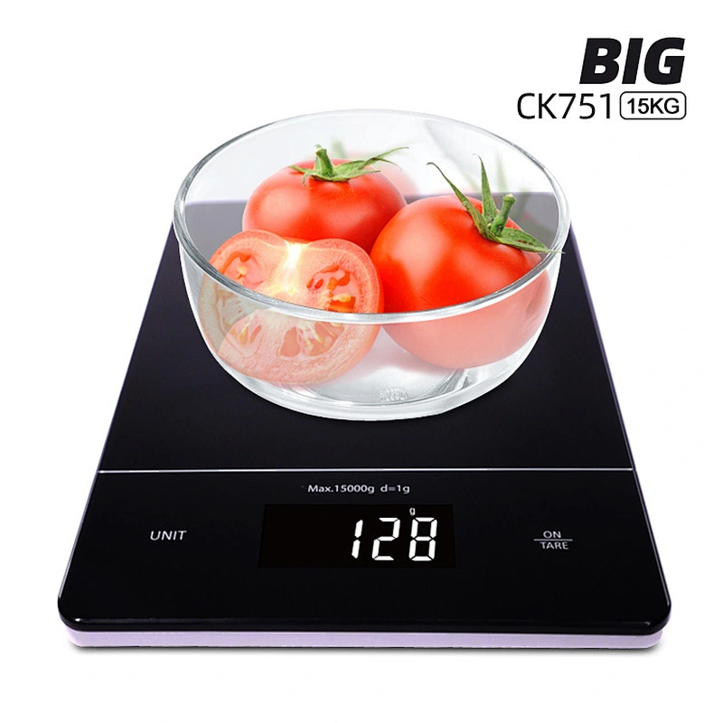 Glass Digital Kitchen Scale, 5kg Capacity - Black