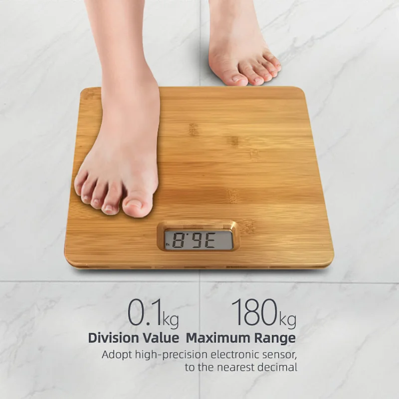 division 0.1kg bathroom scale bamboo platform