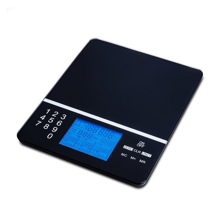 Food scale with outlet nutrition facts