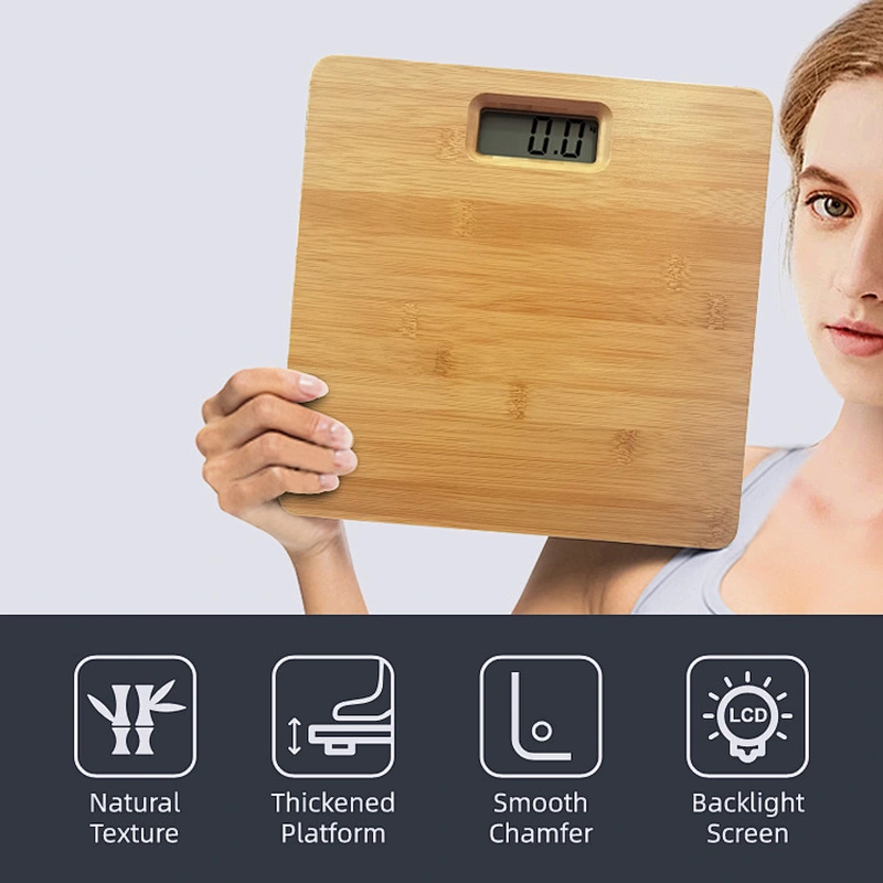 Bamboo Bathroom Scale with Backlight