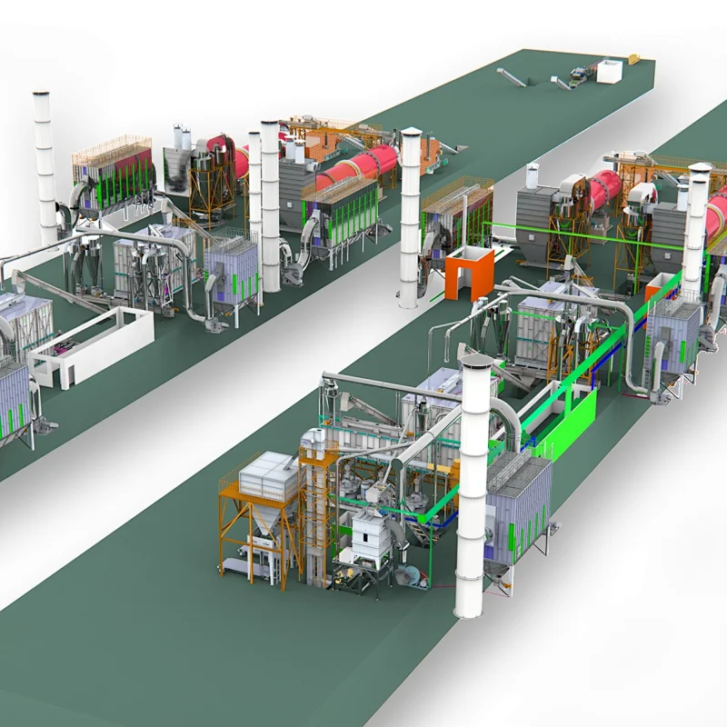 Line production for biomass pellets
