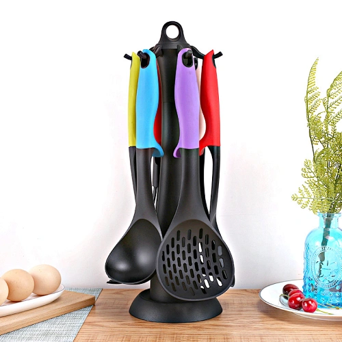 9Pcs Silicone Cooking Utensils Set Stainless Steel Handle Kitchen