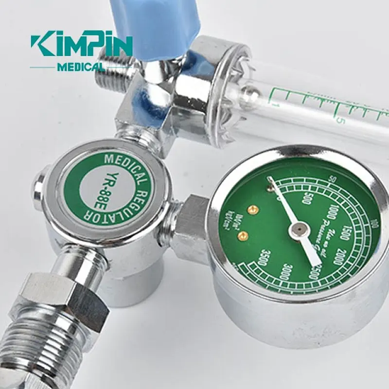 Oxygen Pressure Gas Regulator Inhaler O2 Pressure Reducer Oxygen Gauge Flow Meter, Buoy Type Male Thread and Tube