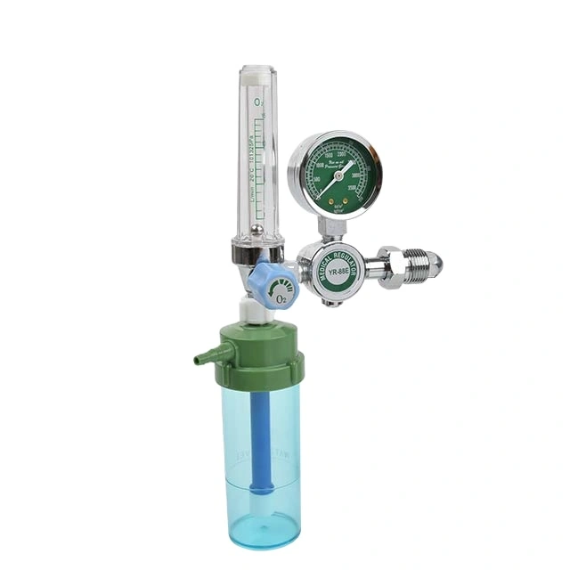 Oxygen Pressure Gas Regulator Inhaler O2 Pressure Reducer Oxygen Gauge Flow Meter, Buoy Type Male Thread and Tube