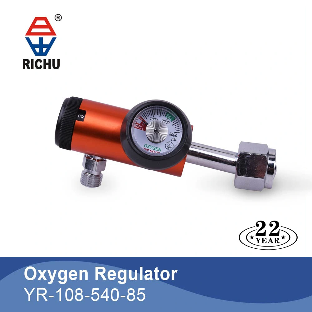 Medical Grade CGA 540 Oxygen Pressure Regulator With DISS or BARB Outlet