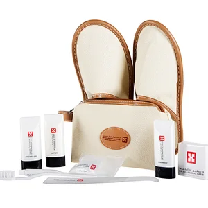 Luxury Travel Hygiene Kit Hospital Amenity Kit in Leather Bag