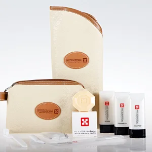 Luxury Travel Hygiene Kit Hospital Amenity Kit in Leather Bag
