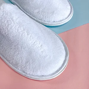 Luxury Hotel Home Spa Guest Use White Coral Fleece Slippers
