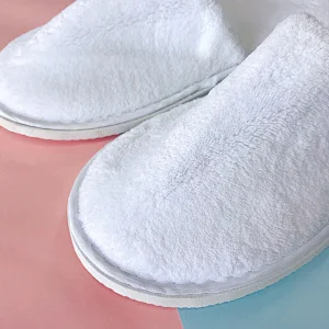 Luxury Hotel Home Spa Guest Use White Coral Fleece Slippers