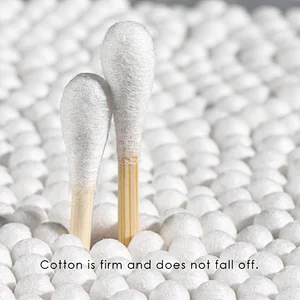 Double Round Natural Cotton Swabs Biodegradable Wooden Cotton Buds