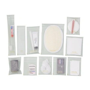 Cheap Hotel Guest Room Amenities Kits with Soft Plastic Pouch Package
