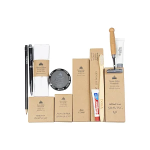 Biodegradable Guest Room Amenity Kit Hotel Amenities in Kraft Paper Box