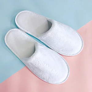 Luxury Hotel Home Spa Guest Use White Coral Fleece Slippers