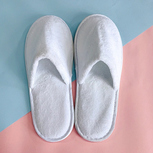 Luxury Hotel Home Spa Guest Use White Coral Fleece Slippers
