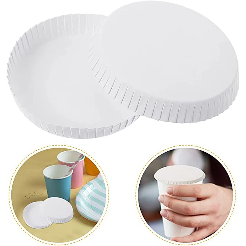 KISSHAKE 100 PCS Disposable Paper Cup Cover Hot Cup Lid Recycled Drinking  Lid Coffee Cup Cover for Cafe Hotel KTV Bars, Paper Covers for Glassware