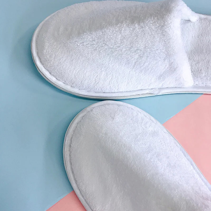 Luxury Hotel Home Spa Guest Use White Coral Fleece Slippers
