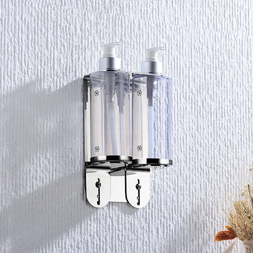 Hotel Bathroom Wall Mounted Double Head Stainless Steel Dispenser Bracket