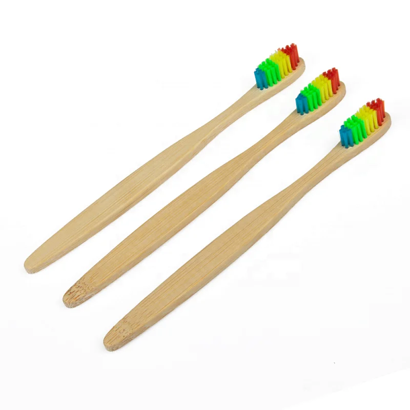 Ecological Compostable Rainbow Bamboo Toothbrush Soft Bristle