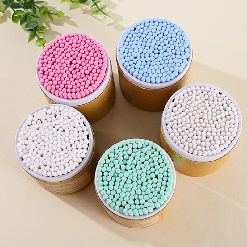 Spiral Double-ended Cotton Swab Cotton Buds in Paper Can