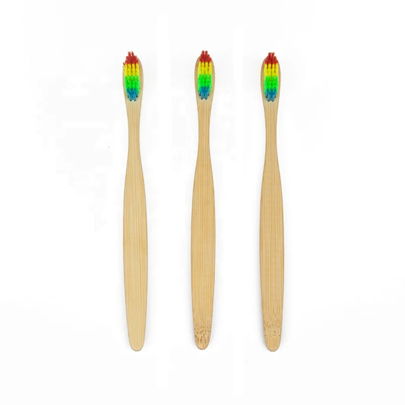 Ecological Compostable Rainbow Bamboo Toothbrush Soft Bristle