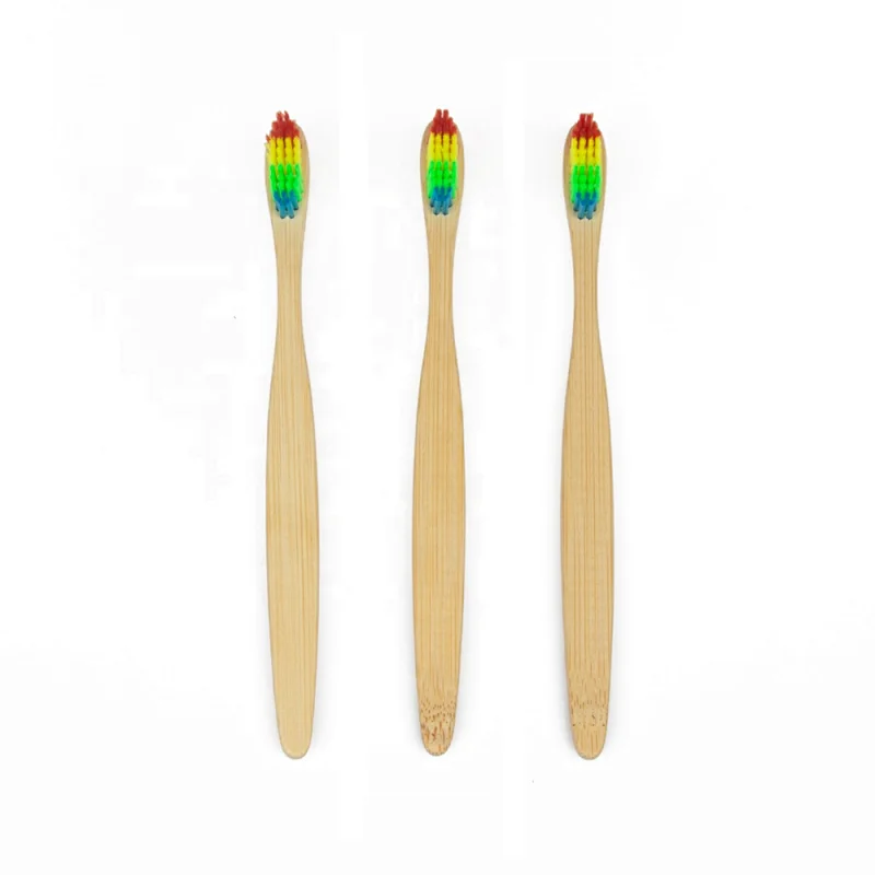 Ecological Compostable Rainbow Bamboo Toothbrush Soft Bristle